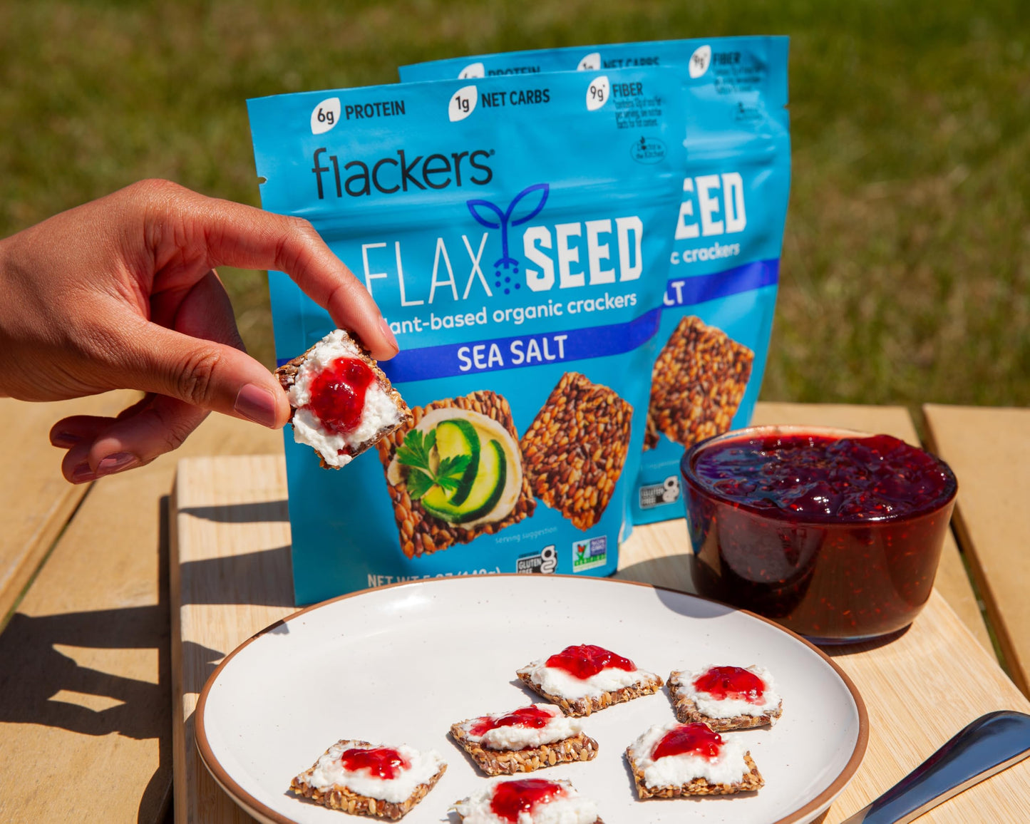 Flackers Organic Sea Salt Flaxseed  ers, Gluten Free, Vegan, Keto Snack, 5 Ounce (Pack of 12), Non GMO