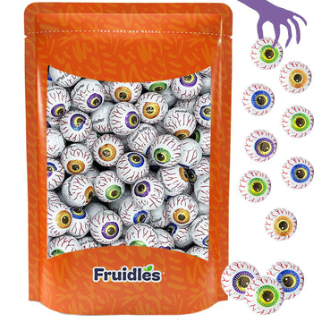 Halloween Peanut Butter Spooky Eye Balls, Trick-Or-Treat Party Bag Fillers, Individually Wrapped in Multi-color Eye Design Foils