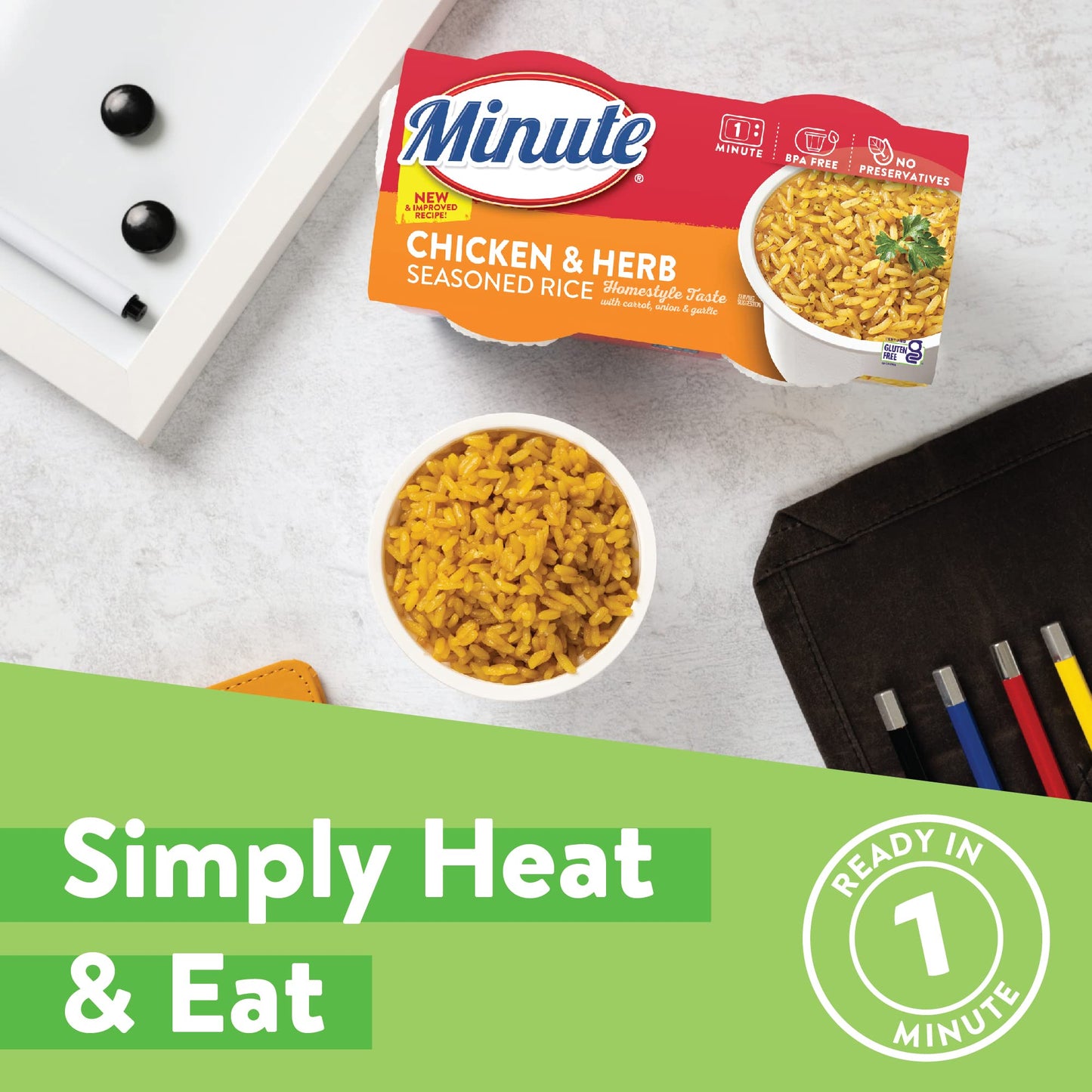 Minute Ready-to-Serve Chicken-and Herb-Flavored Rice, Microwavable Rice Cups, 8.8-Ounce Cups (Pack of 8)
