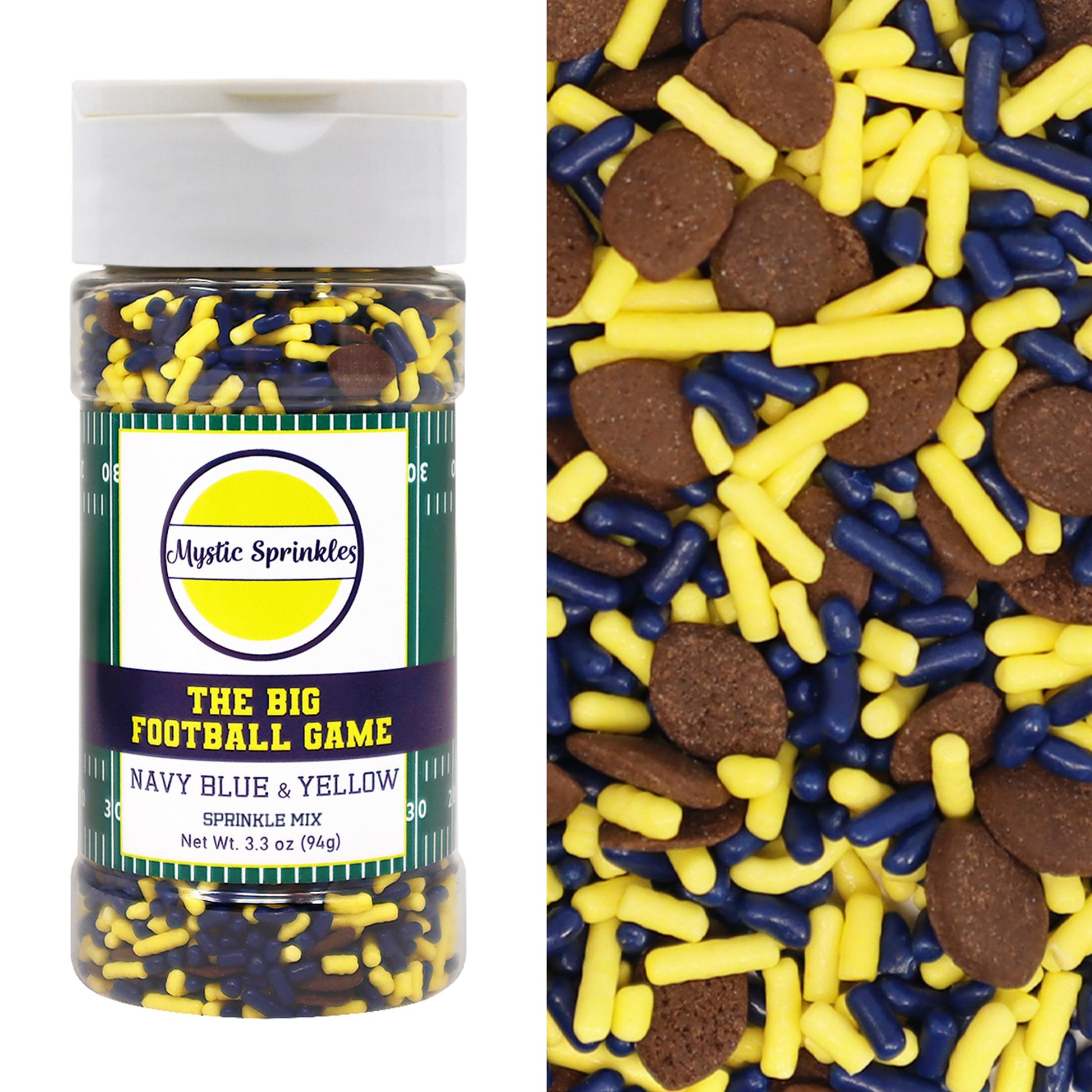 Mystic Sprinkles The Big Football Game Jimmy Mix 3oz Bottle (Navy Blue & Yellow Sprinkle Mix 3oz)