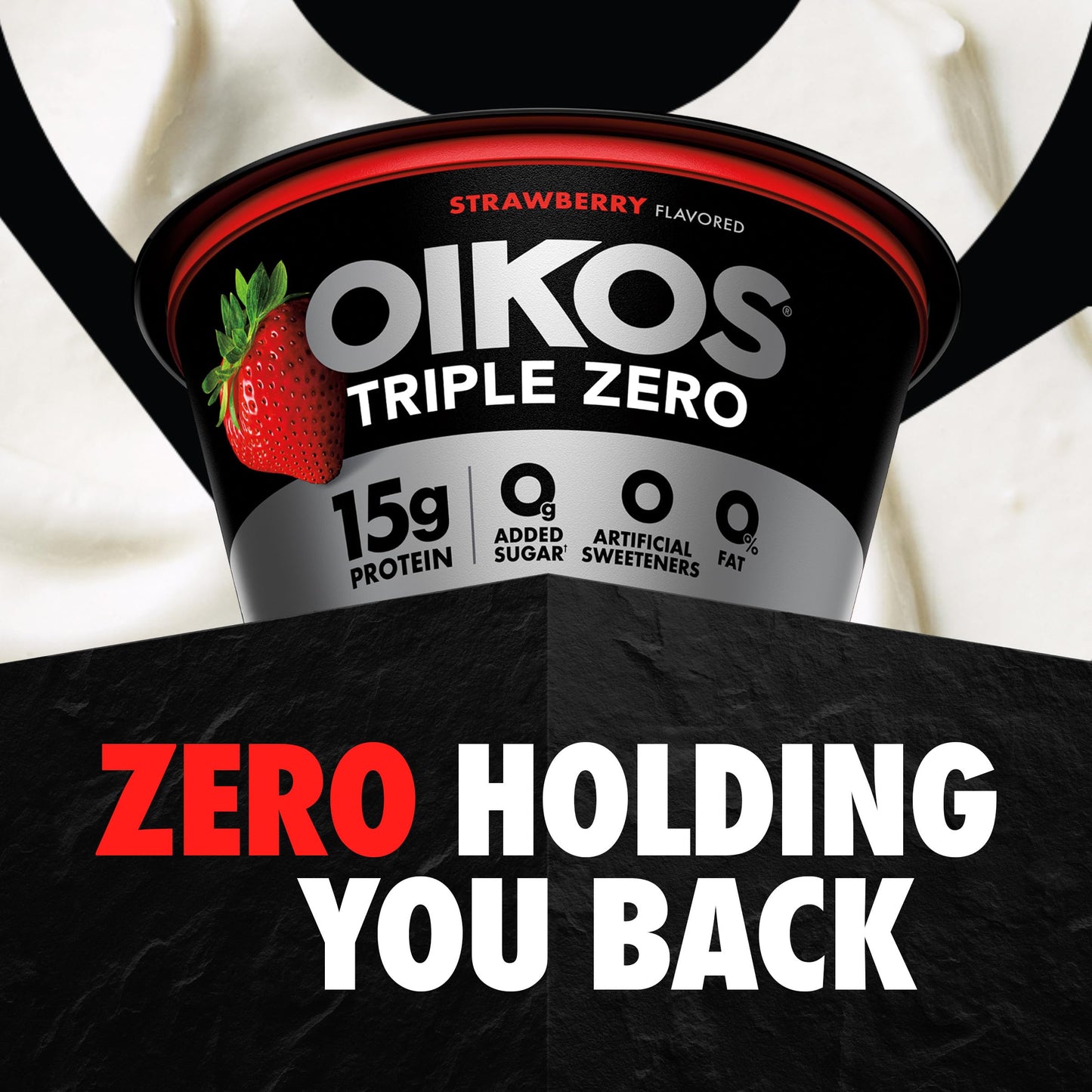 Oikos Triple Zero Strawberry Nonfat Greek Yogurt Pack, 0% Fat, Sugar Free and 0 Artificial Sweeteners, Just Delicious High Prote