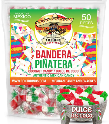 Mexican Coconut Candy 1 Pound Fiesta Pack - Authentic Dulce De Coco Banderitas Pinatera For A Sweet And Colorful Experience By D