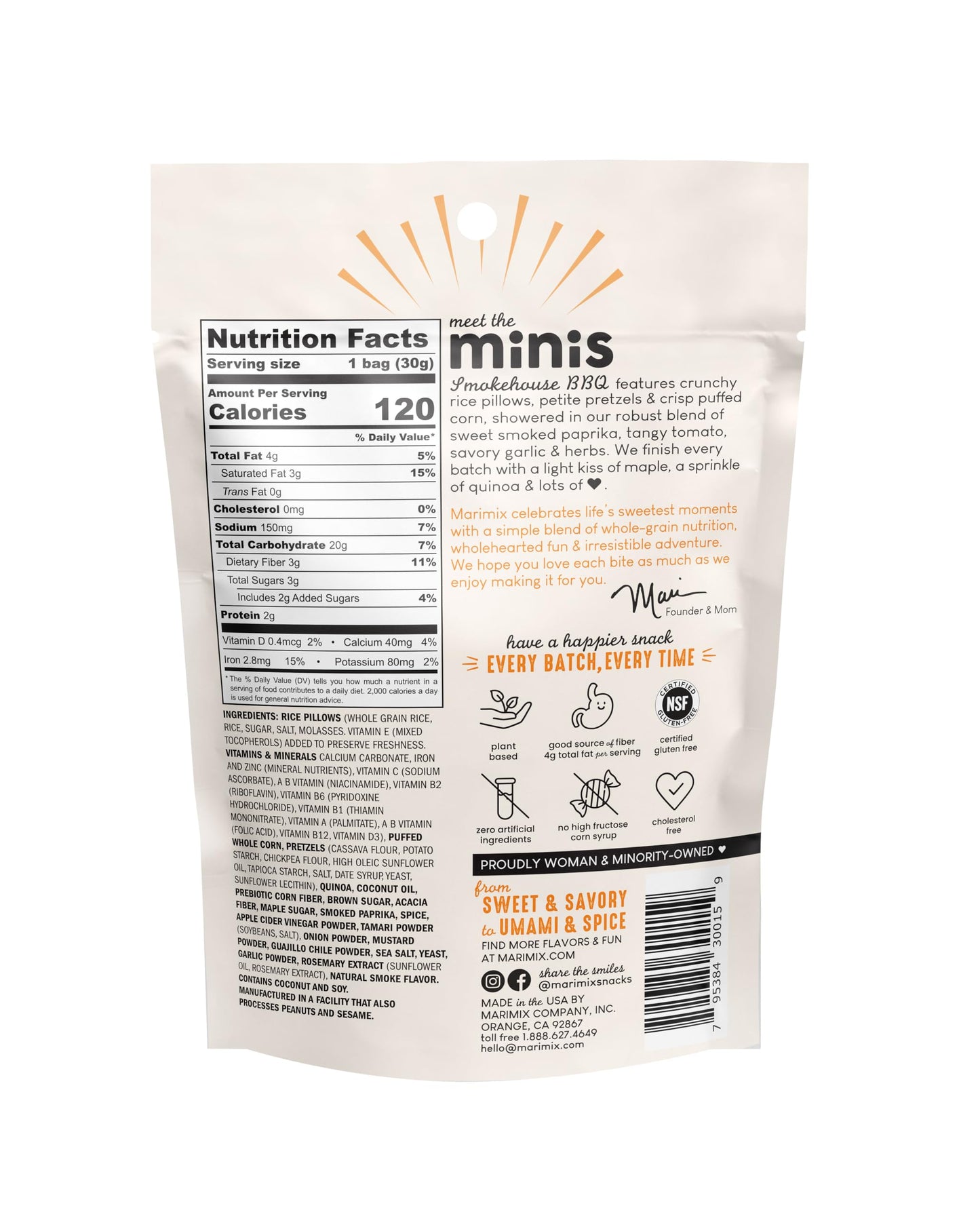 MARIMIX Mini Snack Mix - Smokehouse BBQ Flavor, 6 Pack, 1.06 Ounce Each