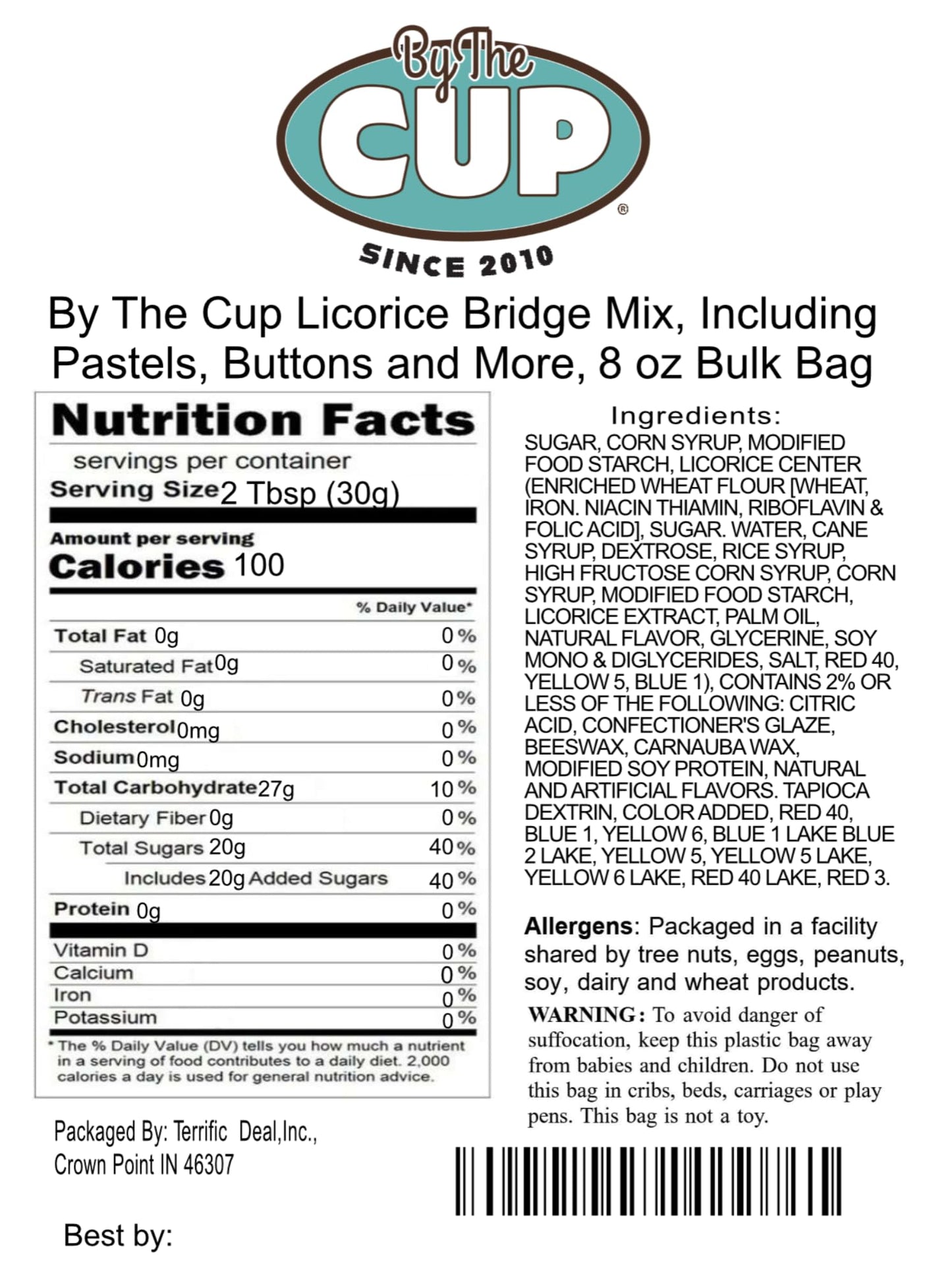 By The Cup Licorice Bridge Mix, Including Pastels, Buttons And More, 8 Oz Bulk Bag