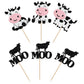 24 Pcs Cow Cupcake Toppers Glitter Farm Animals Moo Cupcake Picks Cow Cupcake Decorations For Cow Theme Baby Shower Kids Birthda