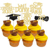 Gyufise 24Pcs Congrats Grad 2025 Cupcake Toppers Glitter 2025 Graduation Done Diploma Cupcake Picks Class of 2025 Cupcake Decora