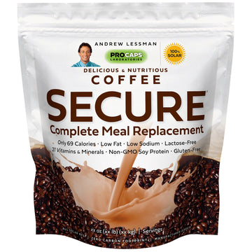 Andrew Lessman Secure Soy Complete Meal Replacement - Coffee 100 Servings (Bag)  Only 69 Calories, 7 Grams Non-GMO Soy Protein, 
