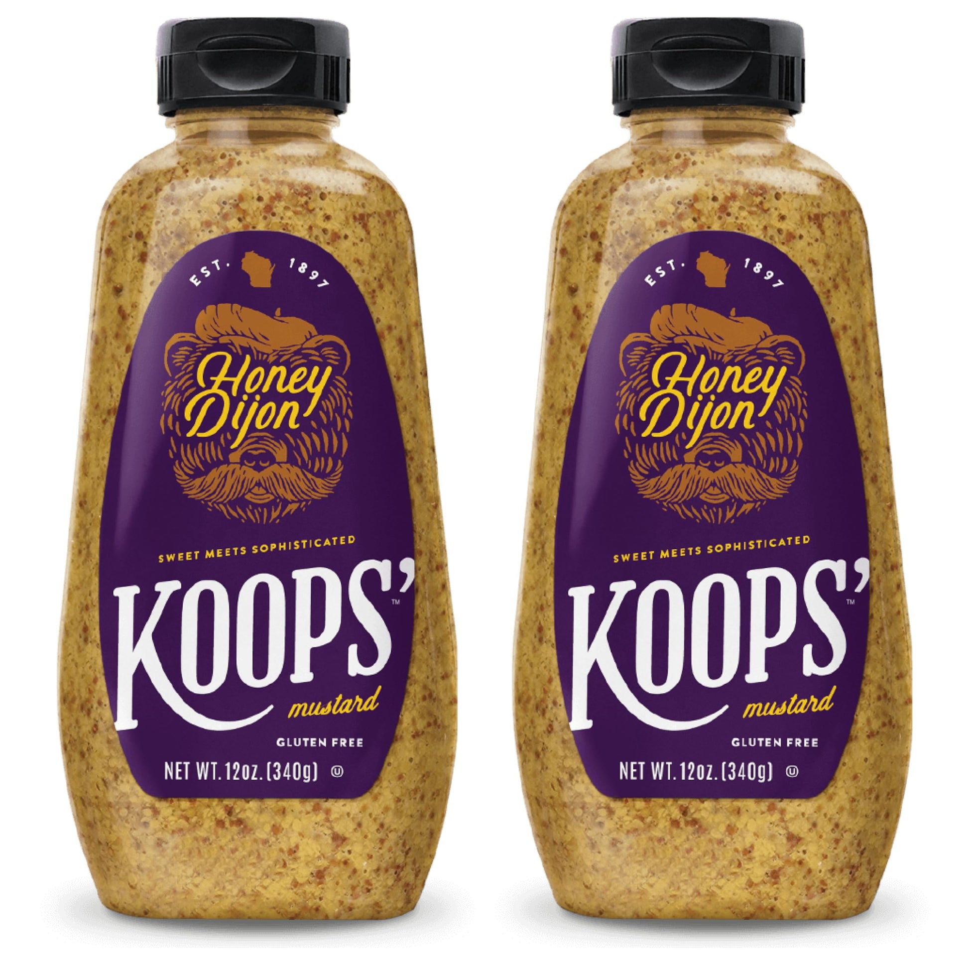 Koops  Honey Dijon Mustard - Gourmet Mustard, Gluten-Free, Kosher, Made in USA, From Quality Mustard Seeds, Honey Mustard Sauce