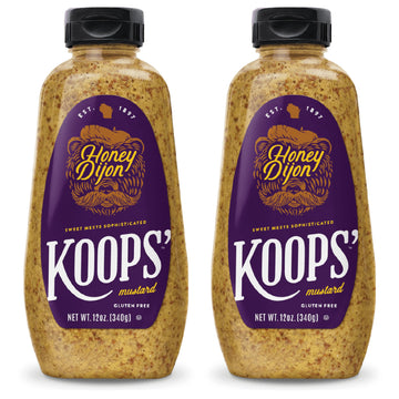 Koops  Honey Dijon Mustard - Gourmet Mustard, Gluten-Free, Kosher, Made in USA, From Quality Mustard Seeds, Honey Mustard Sauce