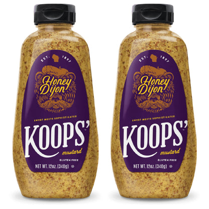 Koops  Honey Dijon Mustard - Gourmet Mustard, Gluten-Free, Kosher, Made in USA, From Quality Mustard Seeds, Honey Mustard Sauce