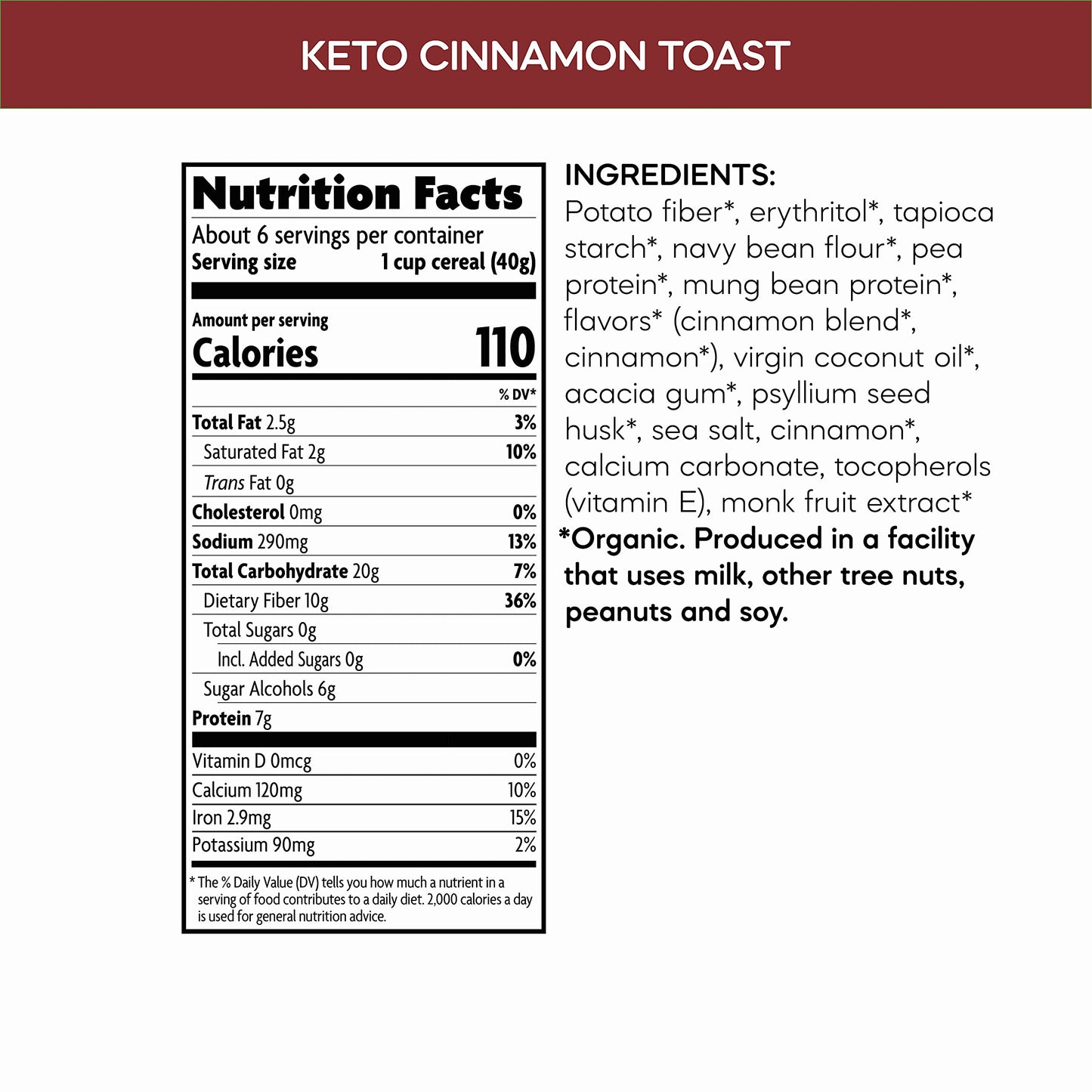 Natures Path Organic Cinnamon Toast Keto Cold Cereal 9 Oz Box