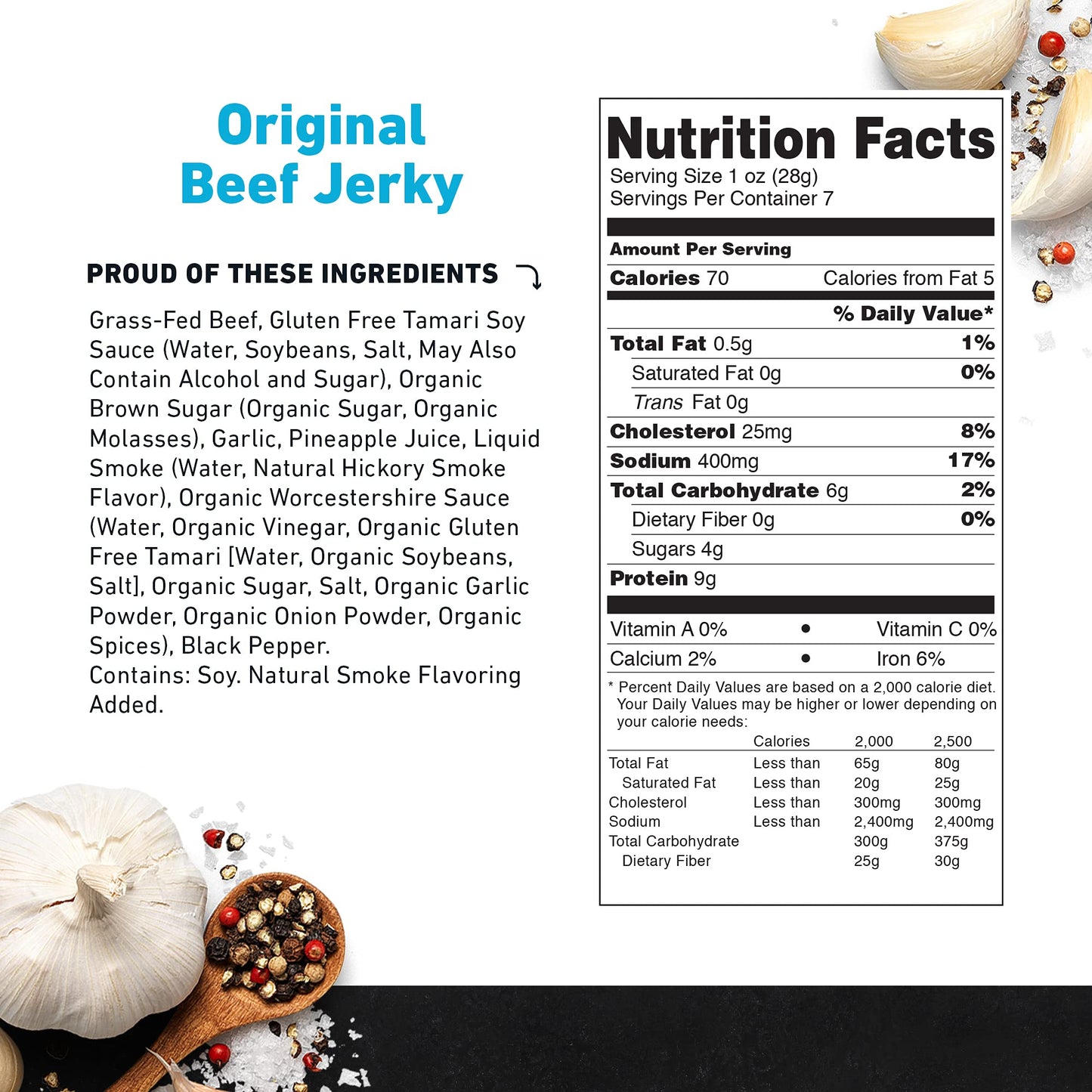 Country Archer Beef Jerky By 100 Grassfed Gluten Free, Original, 7 Ounce