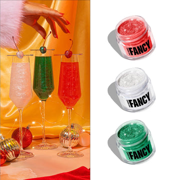 Fancy Sprinkles Madame Claus Edible Glitter Set For Sparkling Food & Drinks, No Taste Or Texture Ruby Red, Diamond White, Emeral