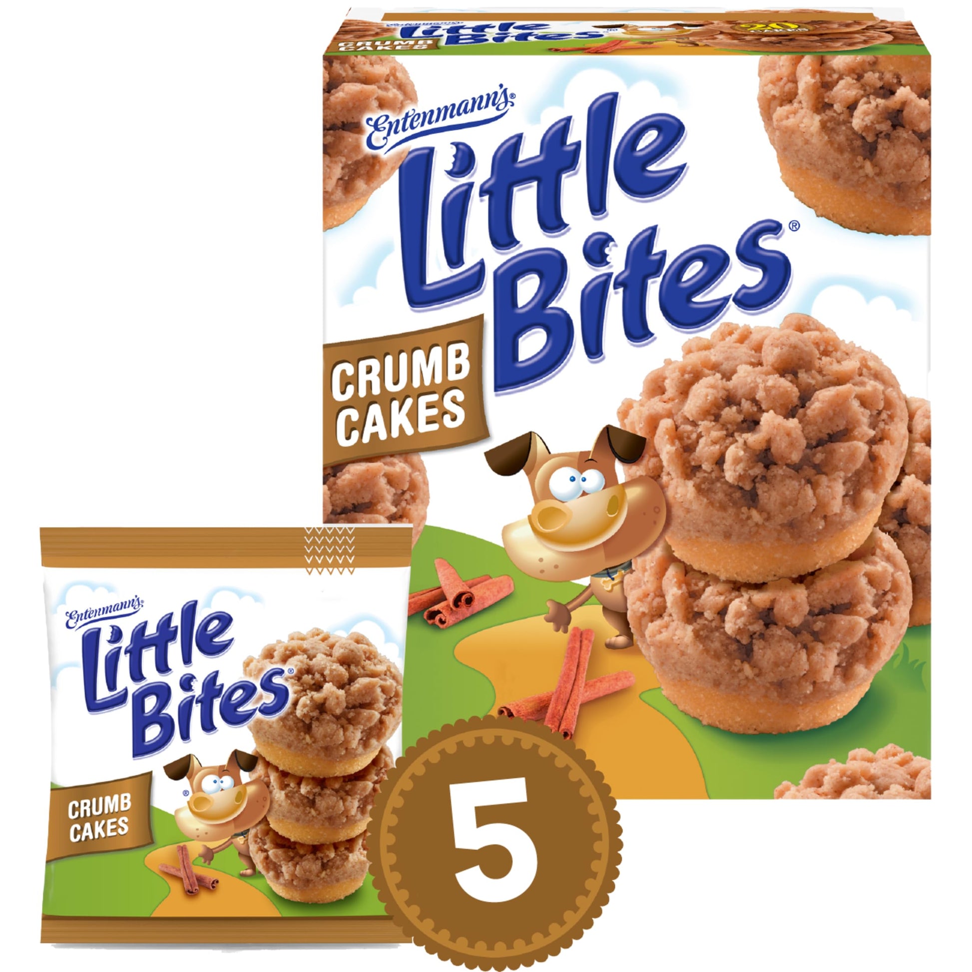 Little Bites Crumb Cake Muffins, 5 Individual Packs, (4 Ct Each), Cinnamon & Brown Sugar Mini Muffins, 8.75 Oz Multipack