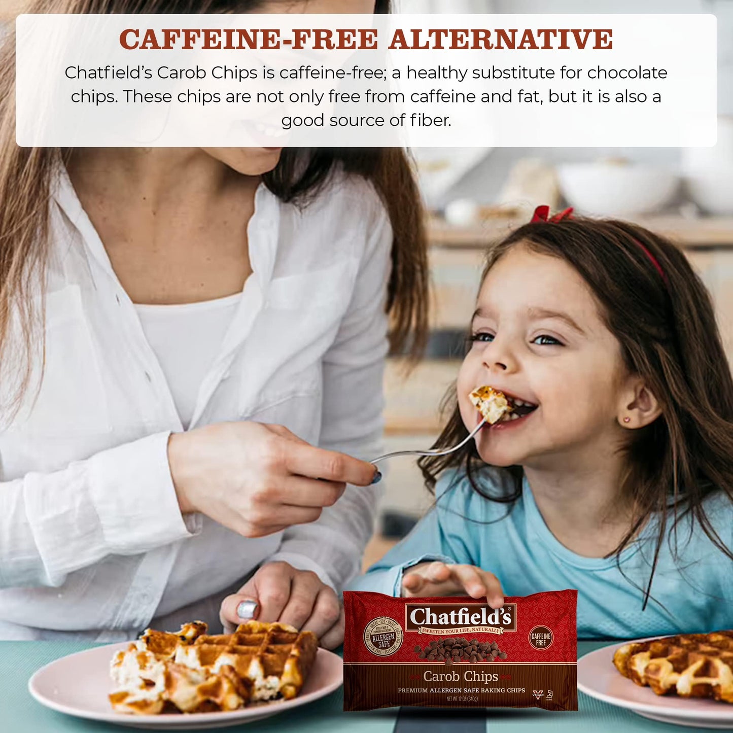 Chatfields Carob Chips Unsweetened - Allergen-Free Substitue For Chocolate Chips (Pack of 12)
