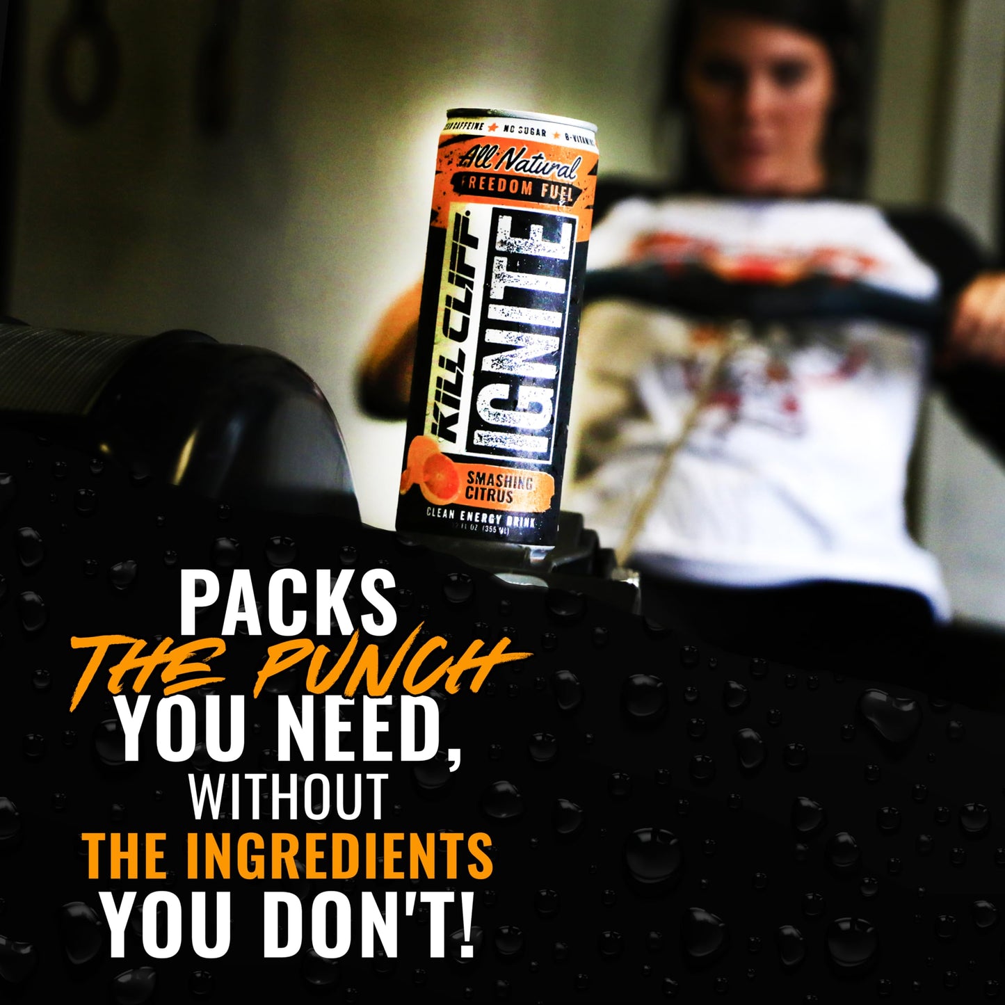 reduce Cliff Ignite Energy Drink, Sugar Free, Green Tea, B Vitamins, 12 Fl Oz, 12 Pack, Smashing Citrus, Orange