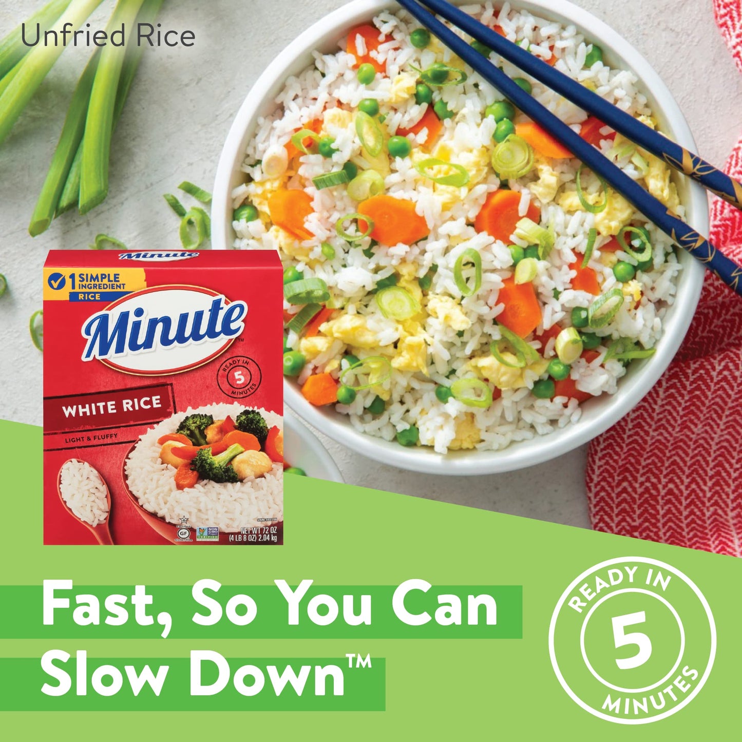 Minute White Rice, Instant White Rice For Quick Dinner Meals, 72-Ounce Box