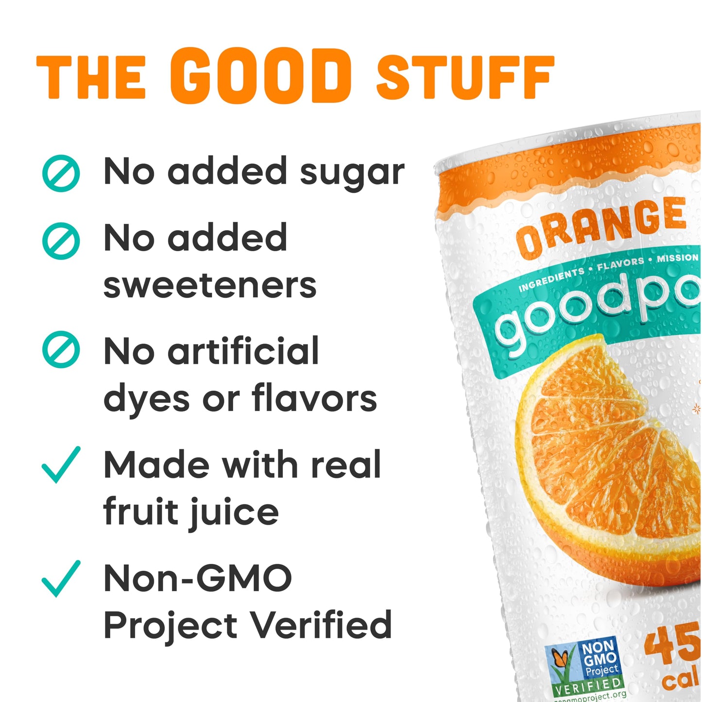 Goodpop Just Juice & Sparkling Water - 24 Pack - 7.5Oz - Orange