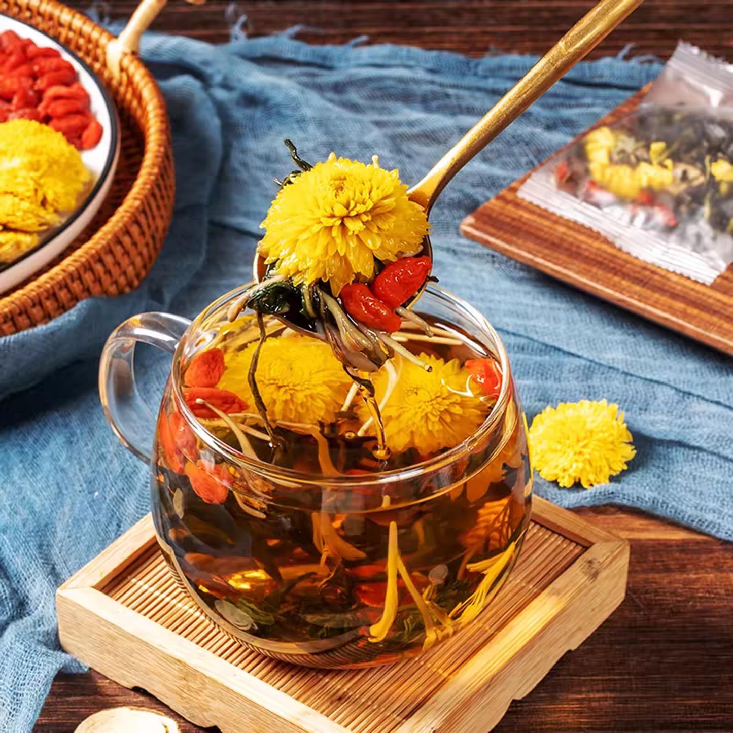 Dandelion Wolfberry Tea, Organic Kidney& Liver Health Tea, 8 Herbal Ingredients Blend, Dandelion Tea Organic, Natural Chinese Wo