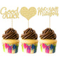 Gyufise 36Pcs Gold Glitter We Will Miss You Cupcake Toppers With Love Glitter Good Luck Cupcake Picks Going Away Farewell Retire