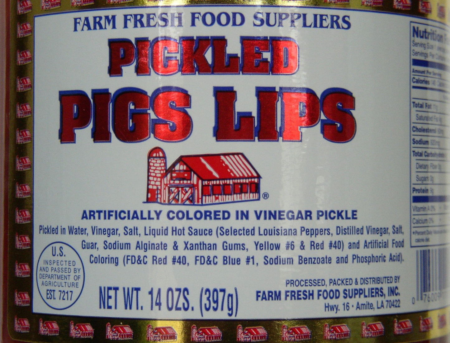 Farm Fresh Food Suppliers: Pickled Pigs Lips, 14 Oz