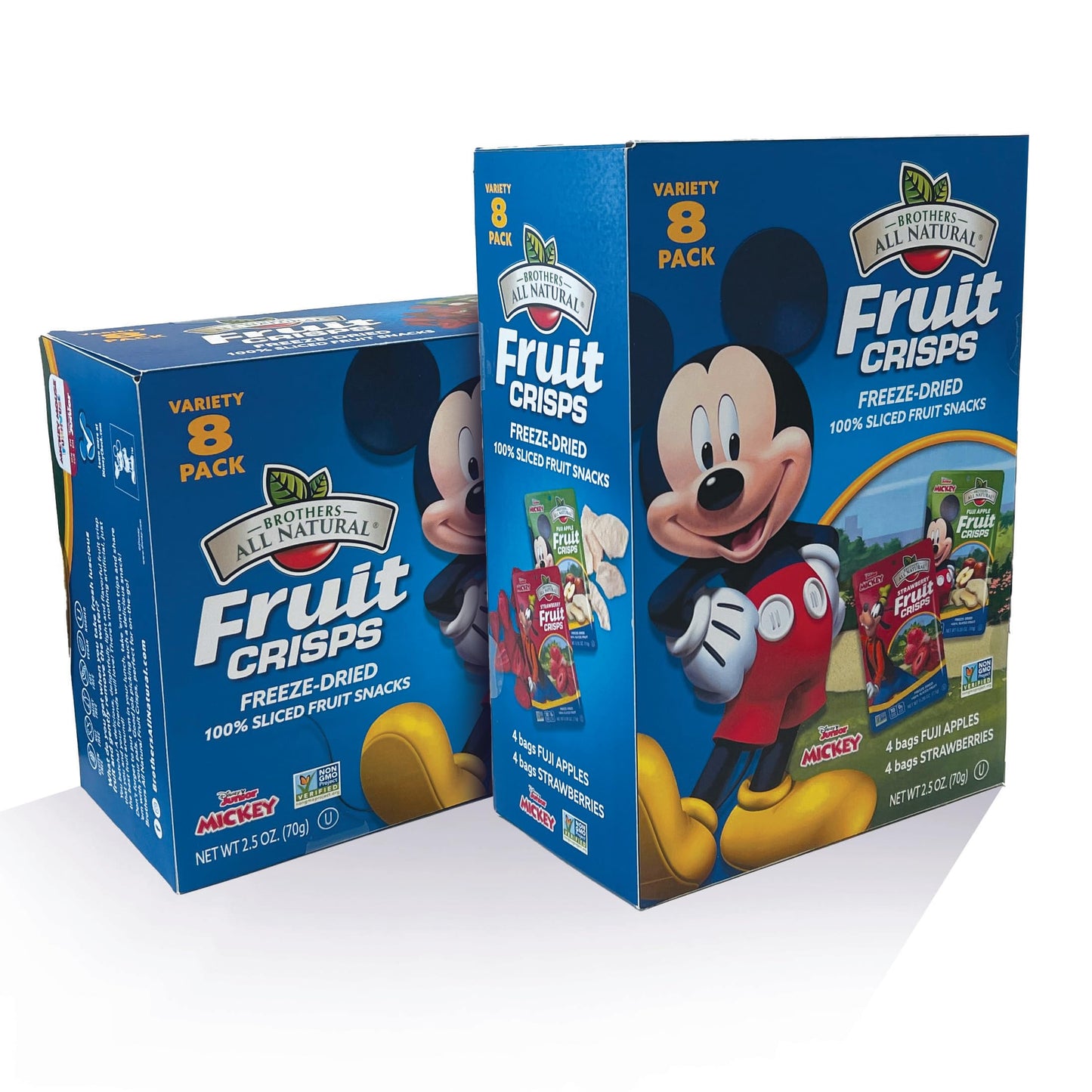 Brothers All Natural Disney Freeze Dried Fruit Crisps, Variety Pack, 8 Single Serve Bags, Fuji Apple, Strawberry, Made With 100%