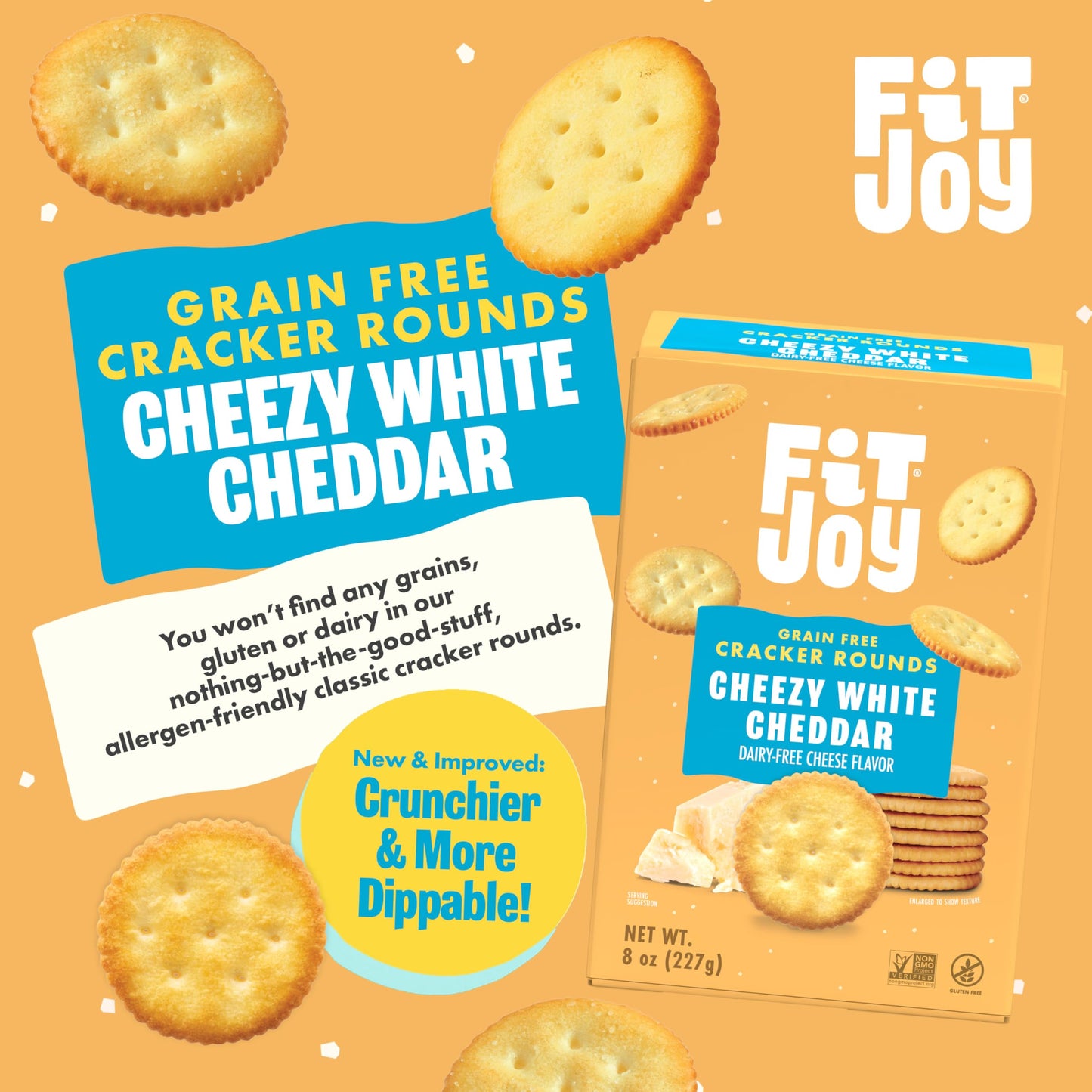 FitJoy Grain Free  ers - Cheesy White Cheddar - Gluten Free, Vegan, Non-GMO - 8 Ounce (Pack of 3)
