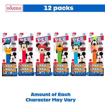 Douzzle Kosher Pez Candy & Disney Mickey Mouse & Friends Dispenser + 36 Assorted Fruit Refills (Pack Of 12) Gluten Free, Kosher