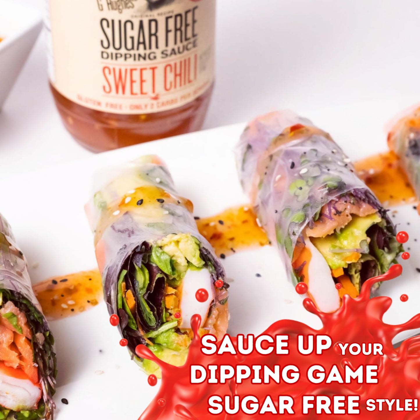 G Hughes Sugar Free, Sweet Chili Sauce - Gluten Free Dipping Sauces, Sugar Free Sauce, Hot Sauce, Low Carb Red Chili Sauce, Spic