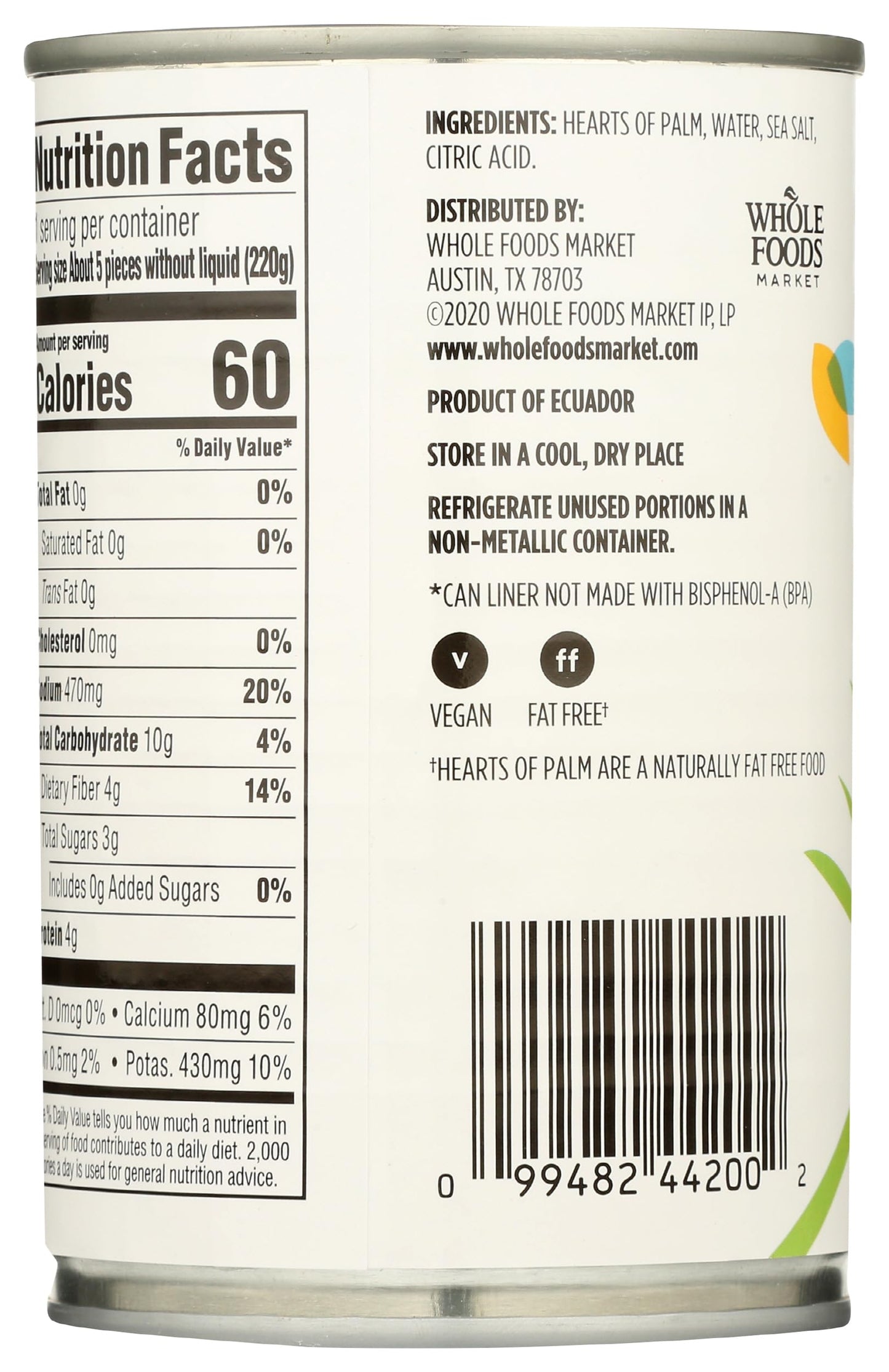 365 by Whole Foods Market Whole Hearts of Palm, 14.1 oz, Vegan, Gluten-Free, Non-GMO