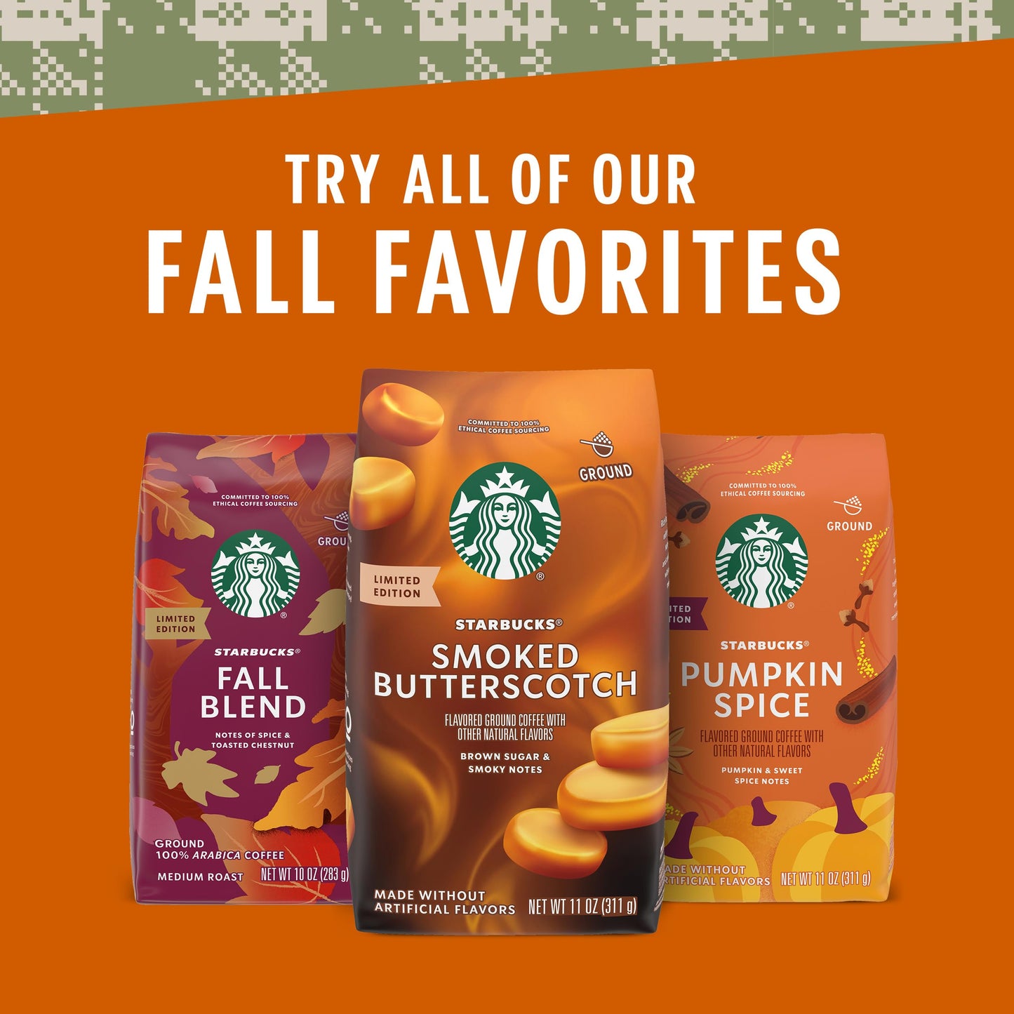 Starbucks Ground Coffee, Medium Roast Coffee, Fall Blend, 100% Arabica, Limited Edition, 1 Bag (17 Oz)