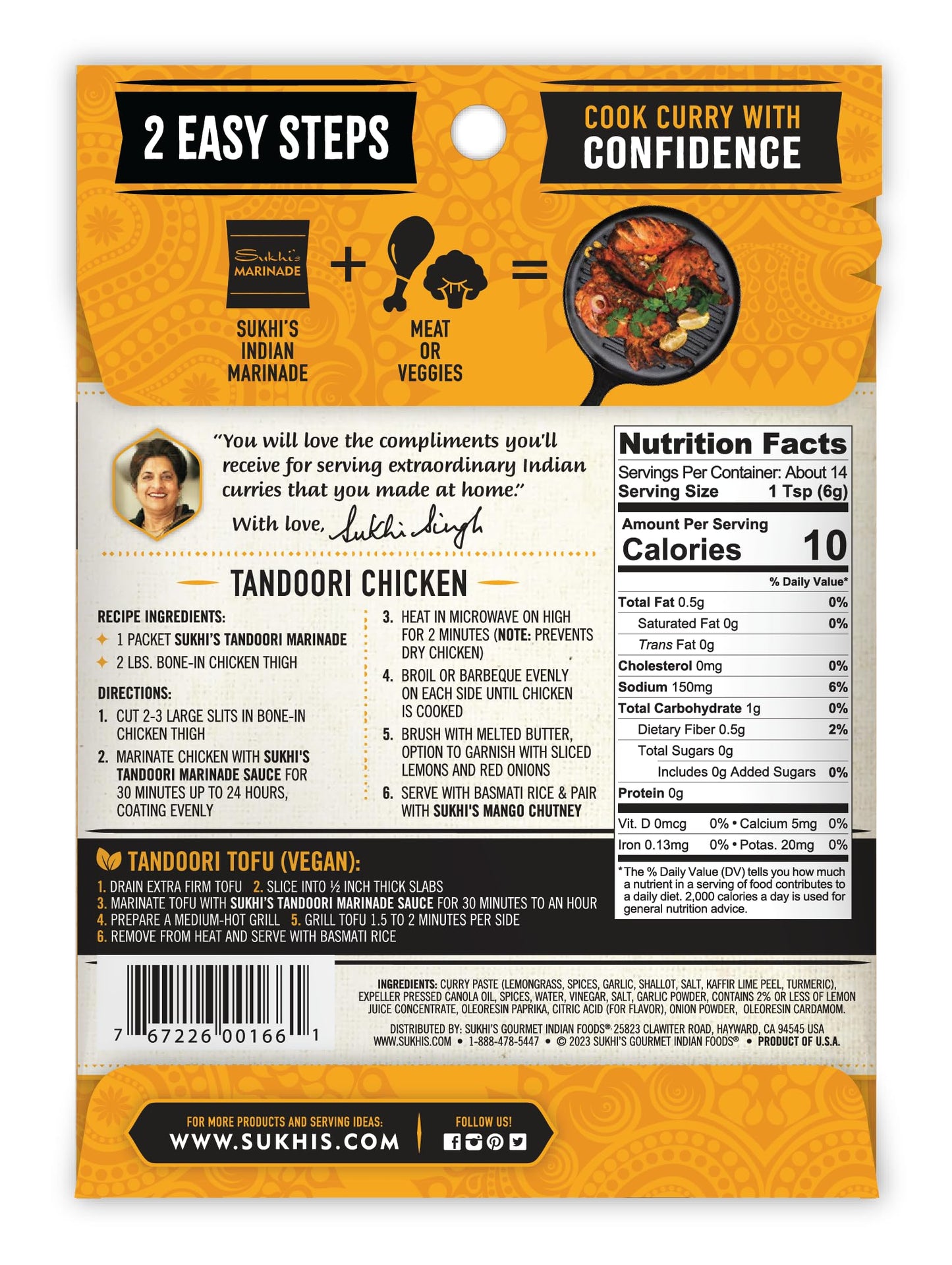 Sukhi'S Indian Tandoori Marinade - Tandoori Paste 3Oz (Pack Of 6) 84 Servings - Tandoori Chicken Marinade Sauce Meat Marinade St