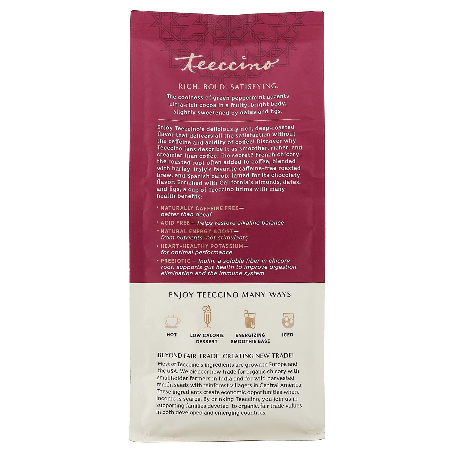 Teeccino Chocolate Mint Ground Herbal Coffee Alternative, Caffeine Free, Light Roast, 11 Ounce, Model 80020