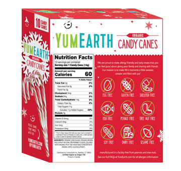 Yumearth Organic Candy Canes - Individually Wrapped Full Size Peppermint Candy Canes - Allergy Friendly, Non Gmo, Gluten Free, V
