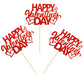 Ercadio 1 Pack Happy Valentine'S Day Cake Topper With Love Heart Red Glitter Cake Pick Valentine'S Day Theme Party Cake Decorati