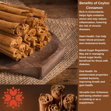 Mecca Foods Ceylon Cinnamon Sticks - Pure & Sweet True Cinnamon Quills, 5 Inch, Non-GMO, Premium Grade from Sri Lanka