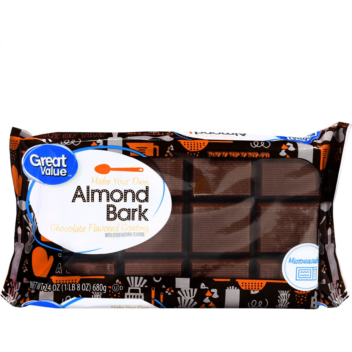 Great Value Chocolate Flavored Candy Coating Almond Bark, 24 Oz