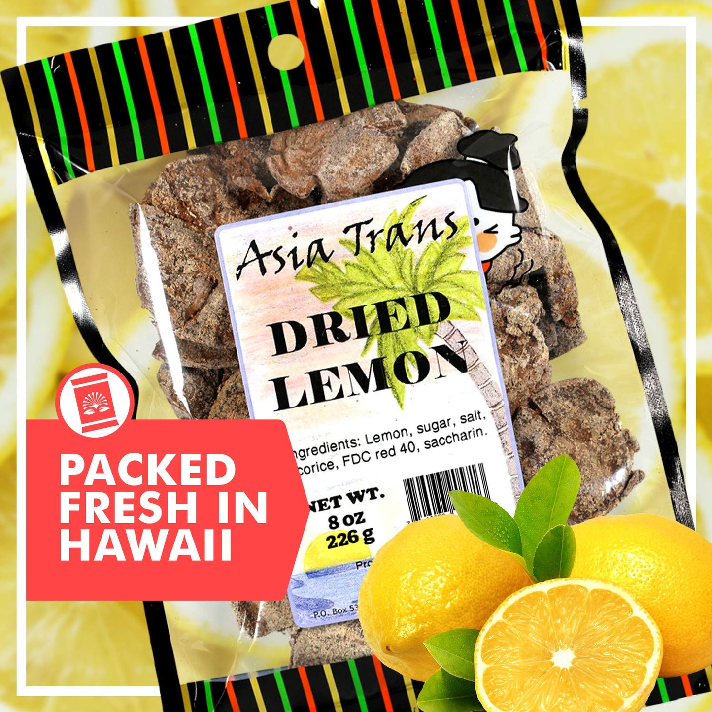 Dried Preserved Whole Lemon - Dehydrated Fruit Peel Snacks, Whole Lemon   Seed Slices, Li Hing Mui Preserved, Asian-Style
