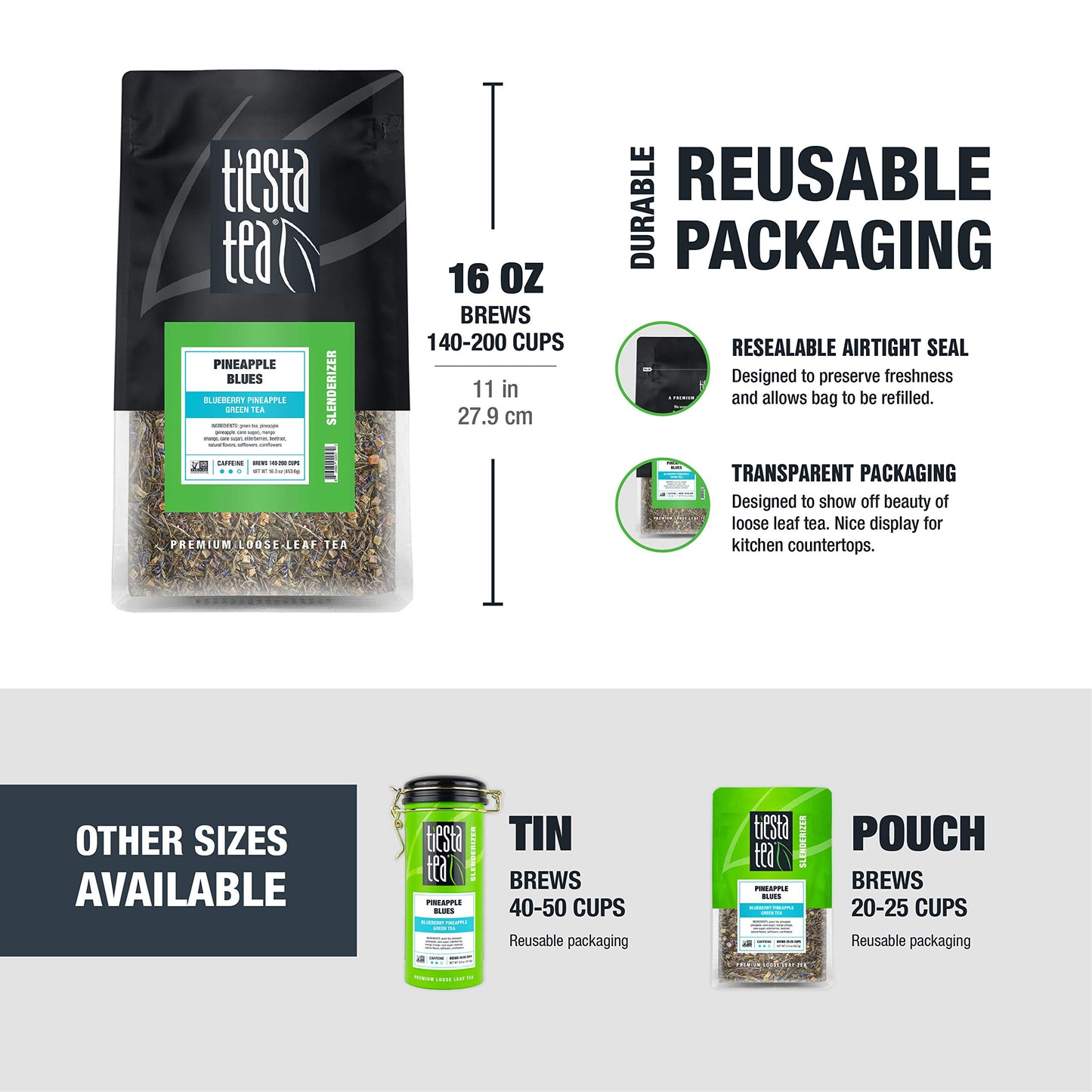 Tiesta Tea - Lemon Matcha Green Tea, Medium Caffeinated, Bulk 16 oz Pouch, Brews Up to 200 Cups, Tasmanian Herbs & Matcha