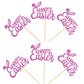 Ercadio 36 Pack Happy Easter Cupcake Toppers Glitter Rabbit Ear Cupcake Picks Happy Easter Theme Party Cake Decorations Purple