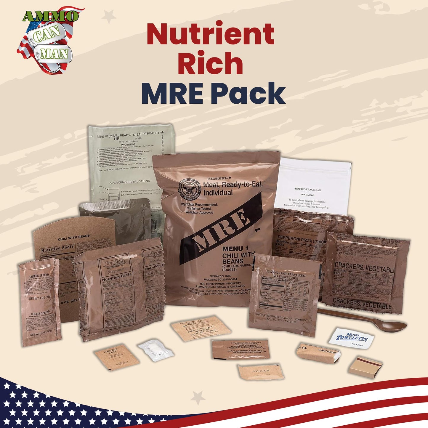 Sopakco 12Ct Us Military Surplus Mre Meals Ready To Eat 2026 Inspect A Case Menus 1-12