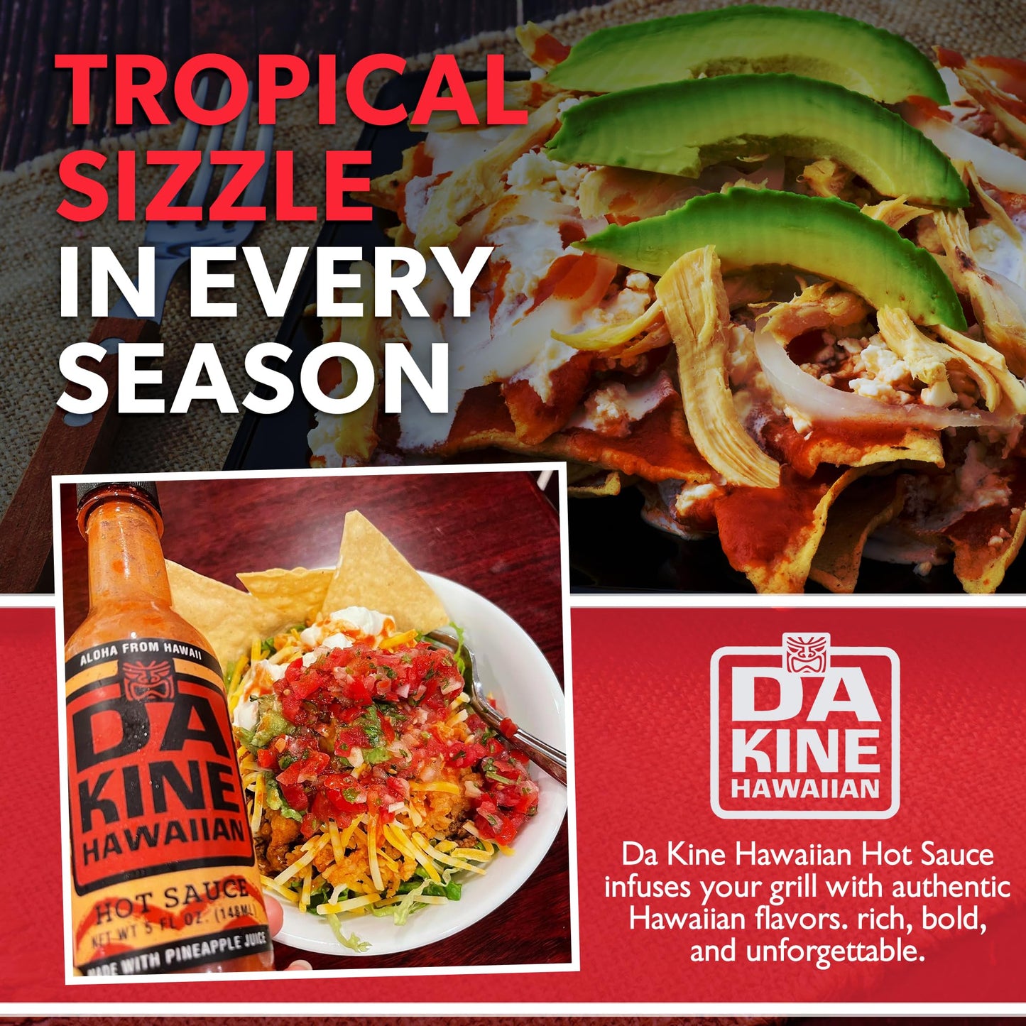 Da Kine Hawaiian Pineapple Hot Sauce - Vegan, Gluten-Free, Sweet & Spicy - 5 fl. oz. (3-Pack)