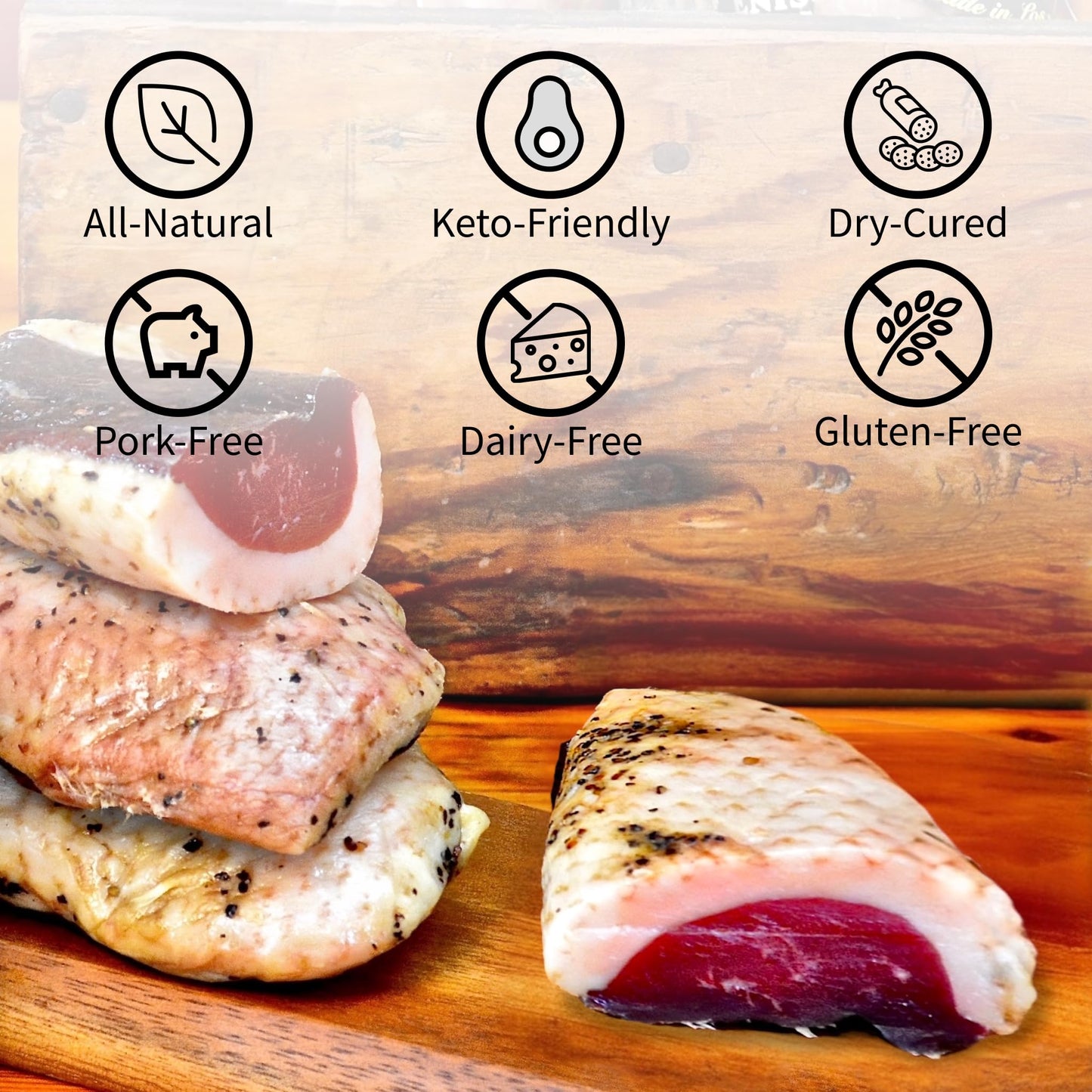 ANGELS SALUMI Smoked Dry-Cured Duck Breast Prosciutto, Gourmet Charcuterie, 10.5-12oz (Pack of 3),    &  -Free