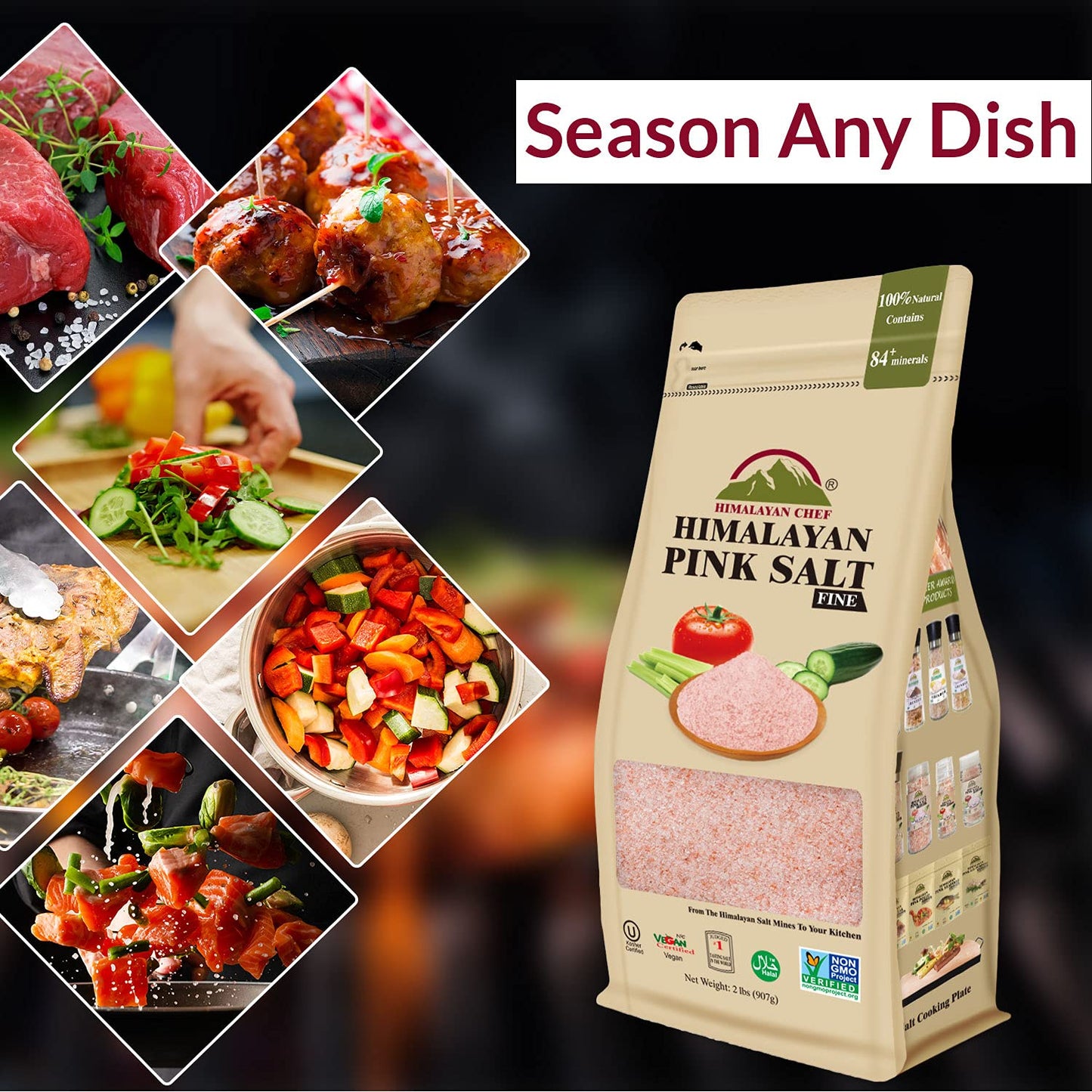 Himalayan Chef Pink Himalayan Salt, Fine Grain - 2 Lbs Bag