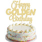 Gyufise 1Pc Happy Golden Birthday Cake Topper 1/10/15/18/21/25/30/40/100Th Birthday Cake Topper 50/60/70/80/90Th Decorations Gol