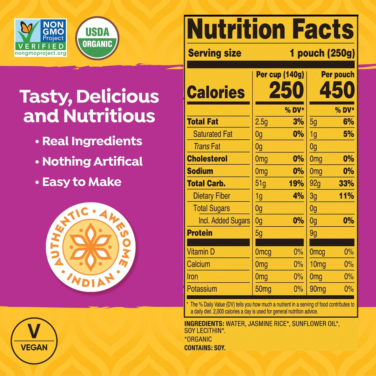 Tasty Bite Jasmine Rice, Microwaveable Cooked Rice, 8.8 Ounce (Pack of 12)