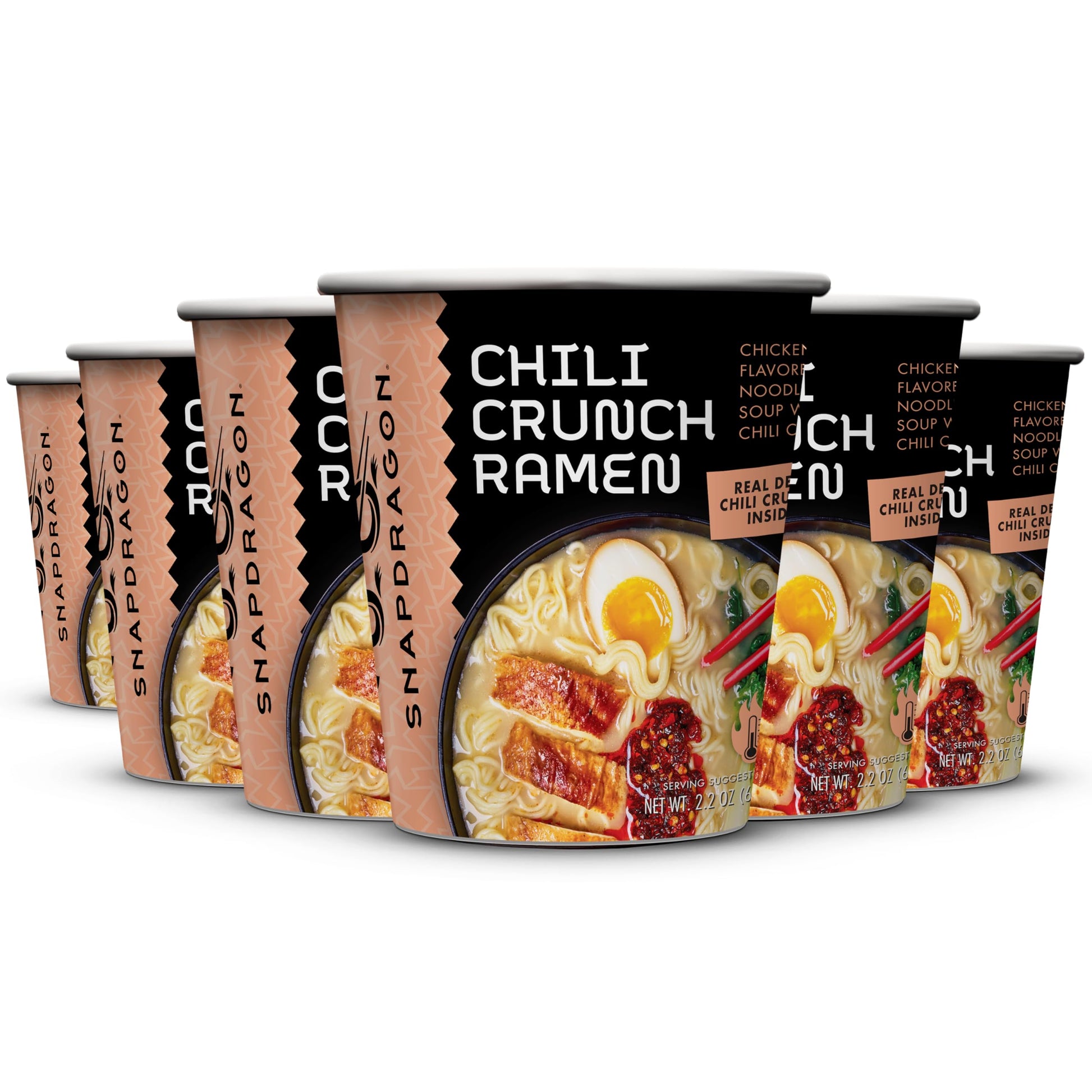 Snapdragon Chili Crunch Ramen Six Pack - Rich Chicken Broth With Authentic Ramen Noodles, Real Deal Chili Crunch Oil Packet Insi