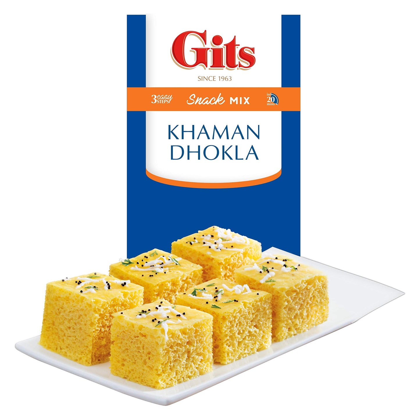 Gits Instant Khaman Dhokla Snack Mix, Makes 18 Per Pack, Pure Veg, Indian Snack Mix, 180G