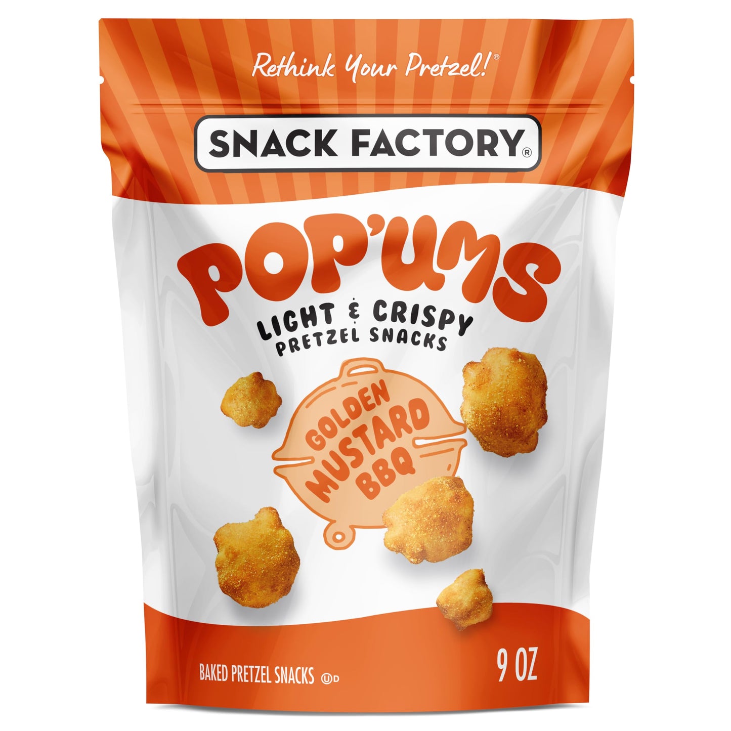 Snack Factory Popums Golden Mustard BBQ Pretzel Snacks, 9 Oz Bag