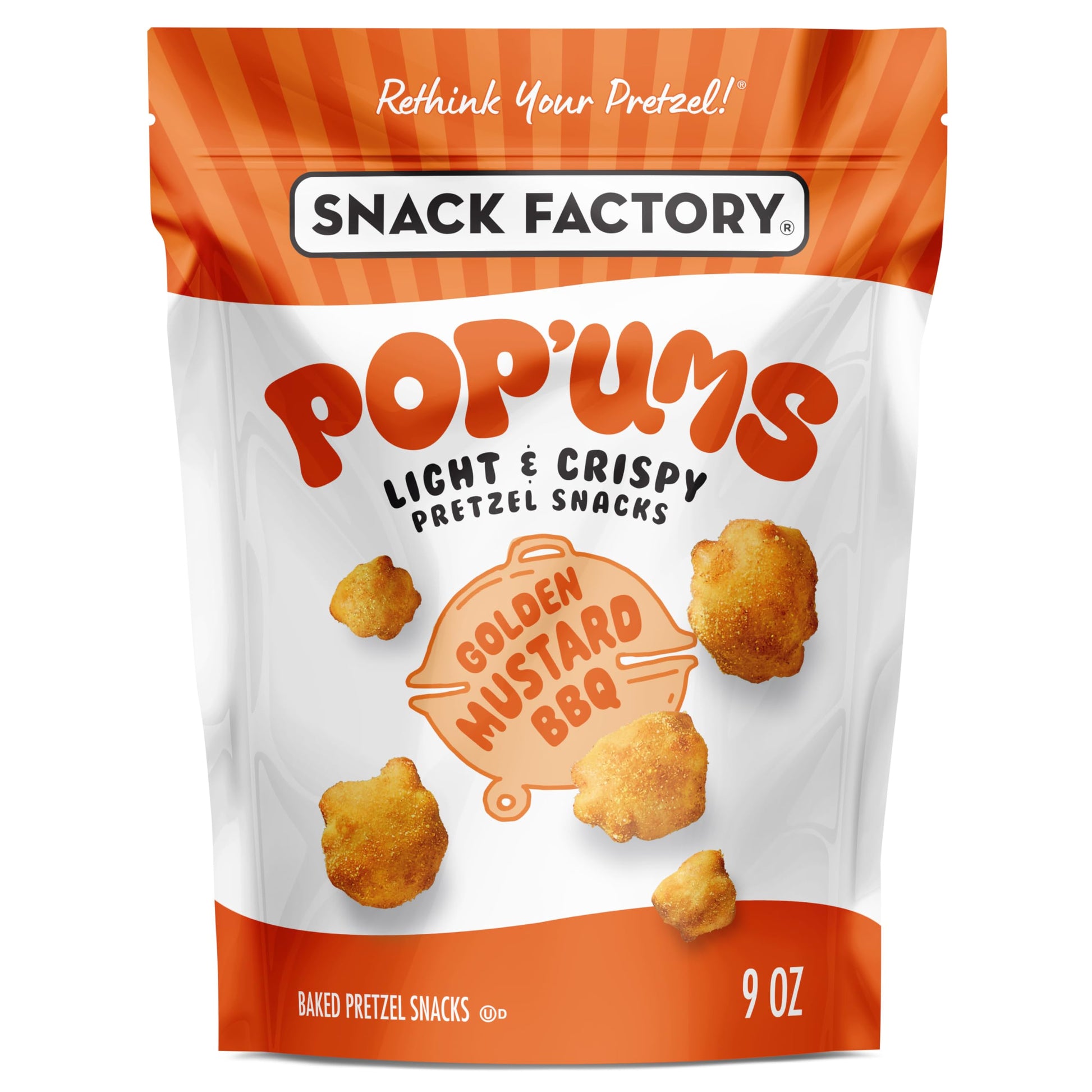 Snack Factory Popums Golden Mustard BBQ Pretzel Snacks, 9 Oz Bag